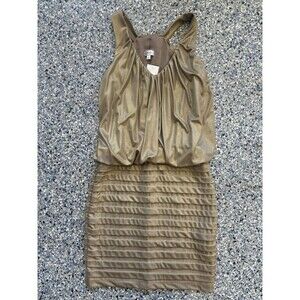Cache Sleeveless Blouson Bodycon Bronze Metallic Cocktail Dress Size 0 NWT